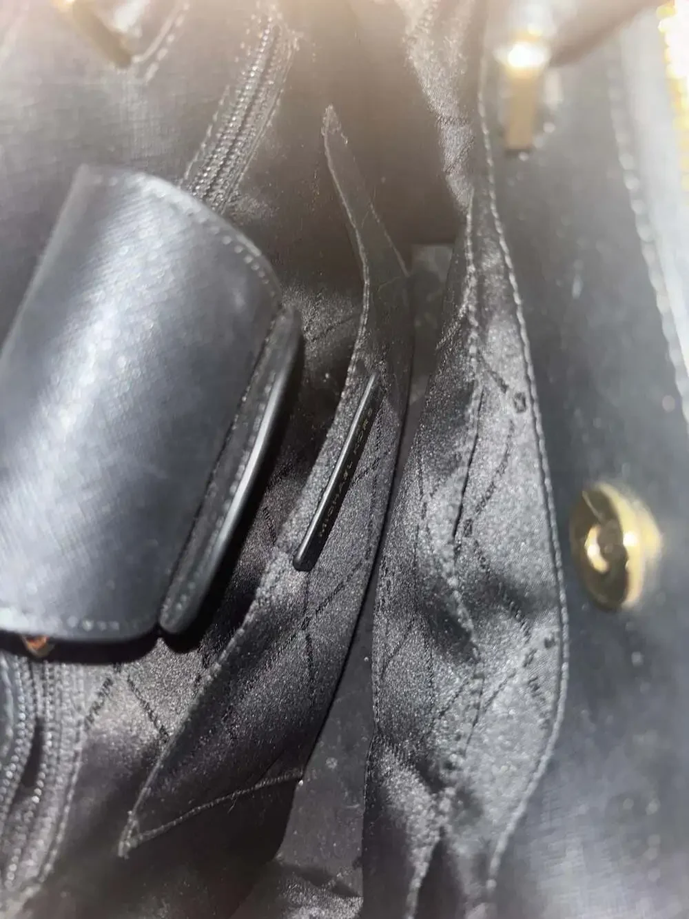 Michael Kors Karla Medium East West Satchel in Black Saffiano Leather